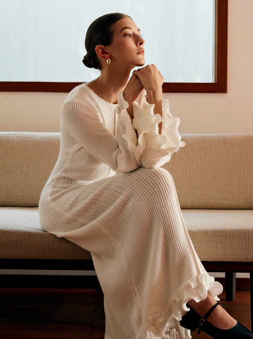 Maxi Dress with Ruffles Crochet