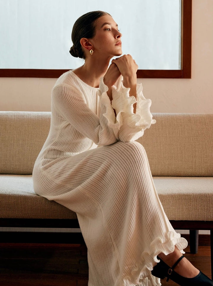 Maxi Dress with Ruffles Crochet